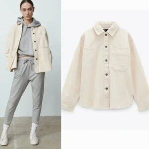 Zara Women's Relaxed Fit Button Up Corduroy Shacket Size Small‎